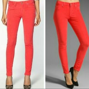 Hudson Nico Midrise Corduroy Super Skinny in Coral